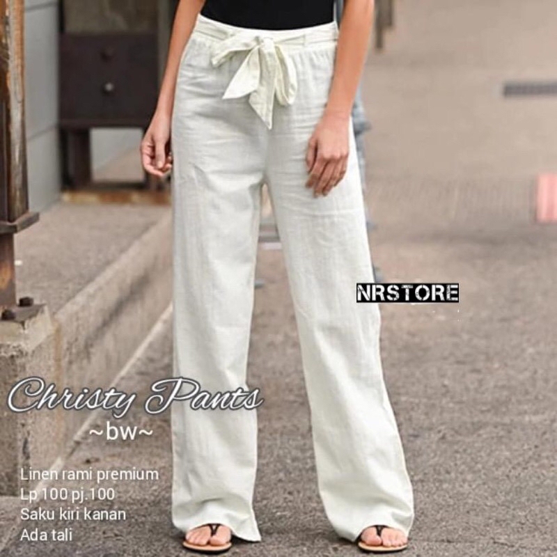 PBS. Christy Pants Bahan Linen Premium . NRSTORE