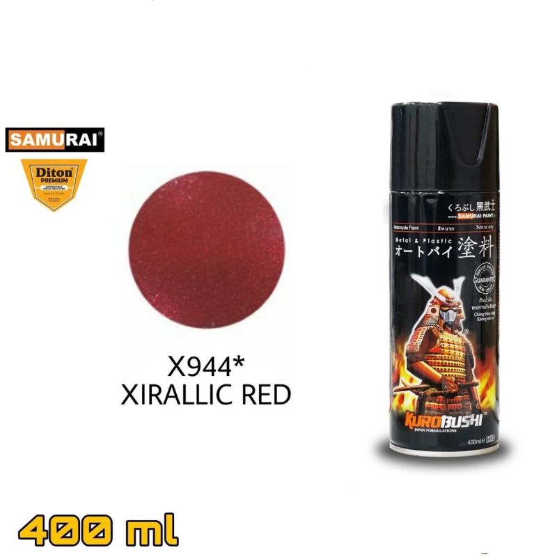 SAMURAI PAINT X944 XIRALLIC RED CAT SEMPROT SPRAY WARNA MERAH METALIK TAHAN BENSIN