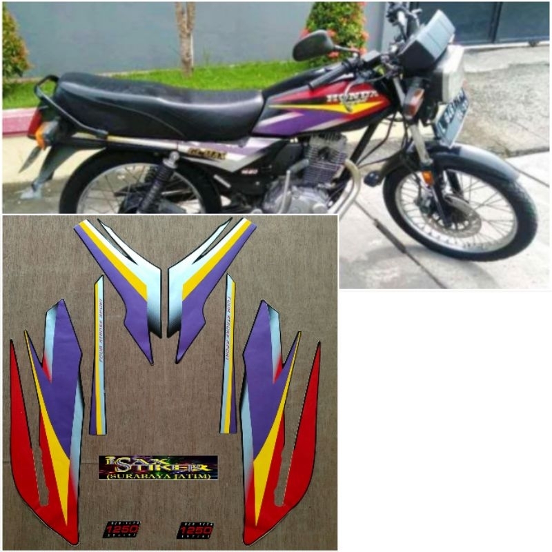 Striping Original Honda GL Max hitam Lis merah ungu tahun 2000 2001