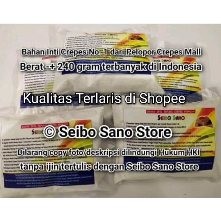 

IN9778 Tepung Bahan Inti Crepes 240 Gr untuk 1 Kilogram Tepung Crepes dari Pelopor Crepes Murah (⌒