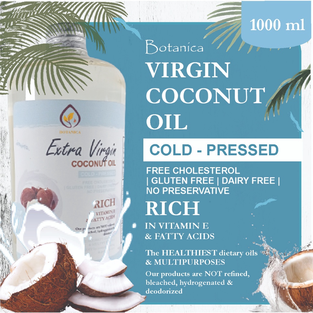 

12.12 FLASH SALE Botanica VCO Virgin Coconut Oil 1 Liter/1000 mL Food Grade Cold Pressed Process - Certified gas !!