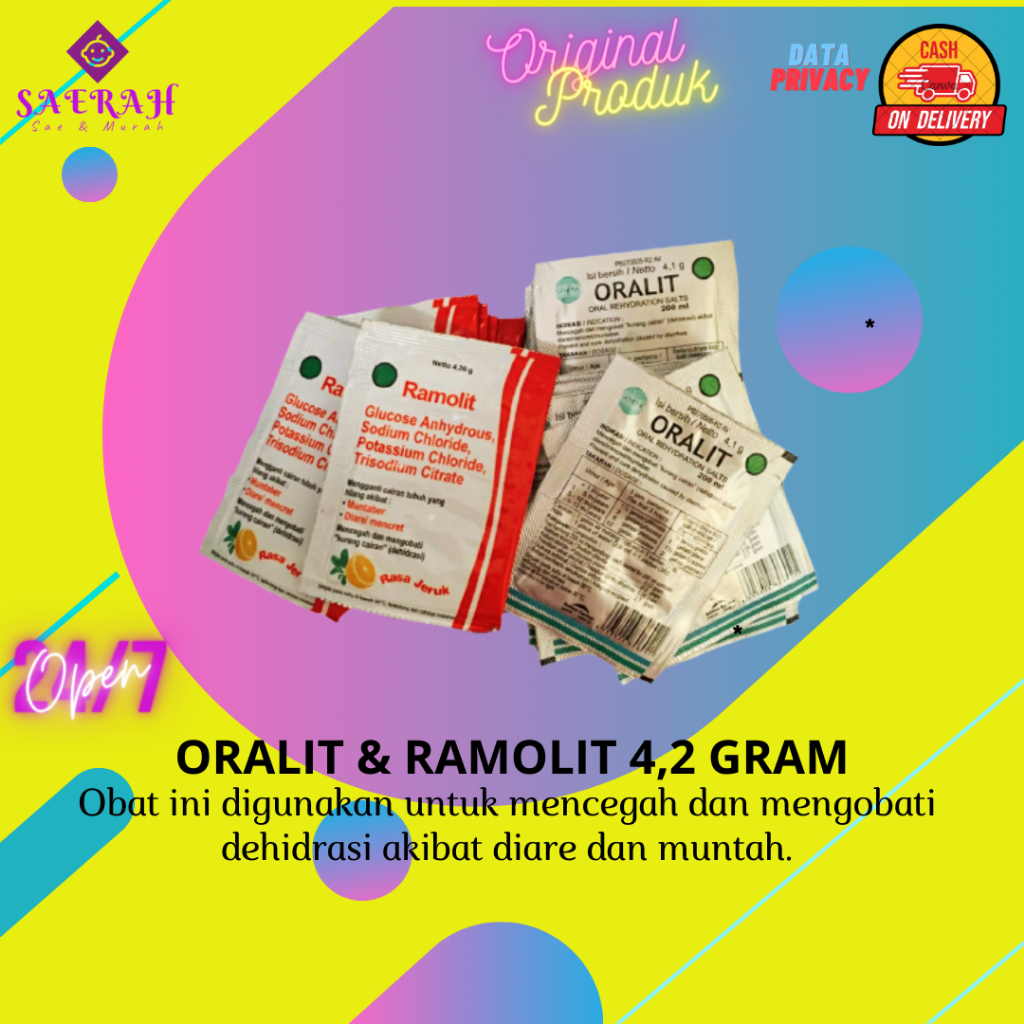 Oralit Sachet | Ramolit 1 Sachet | Ramolit Rasa Jeruk | Oralit  Obat Diare