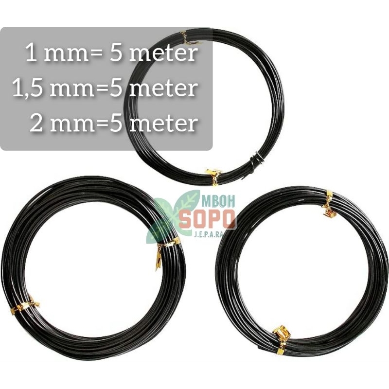 Alat Bonsai, Kawat Bonsai Hitam Import, Ecer 3 Ukuran ( 1mm-1,5mm-2mm)