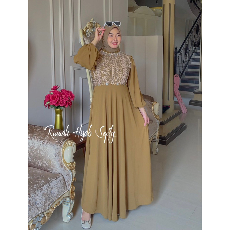 { RHS } Leora Dress ceruty babydoll full furing // gamis ceruty payet // gamis kondangan simple