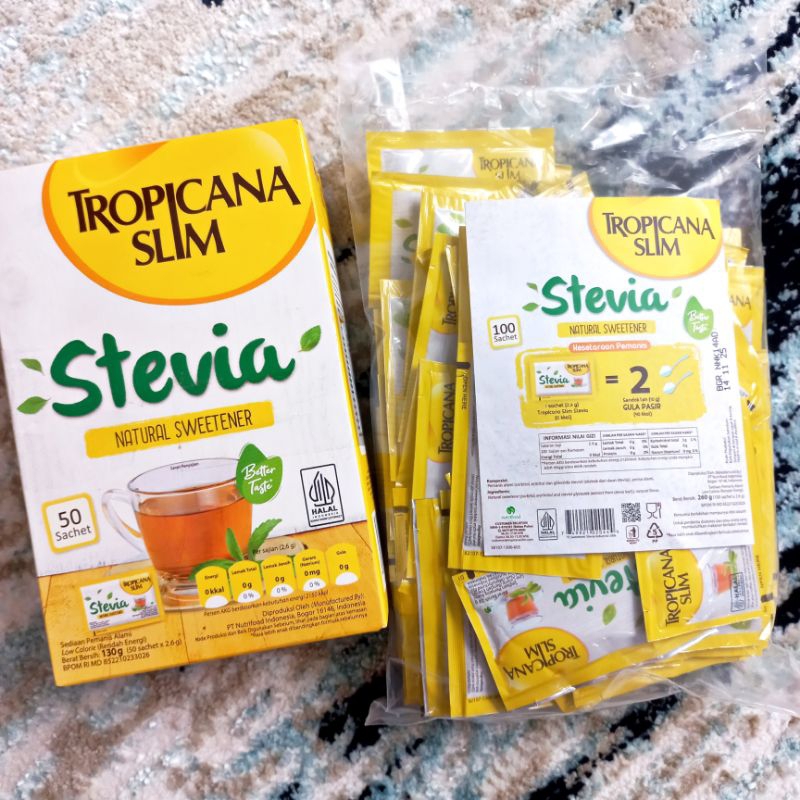 

Tropicana Slim Stevia Sweetener 50 sachet / 100 sachet - Pemanis alami untuk batasi gula