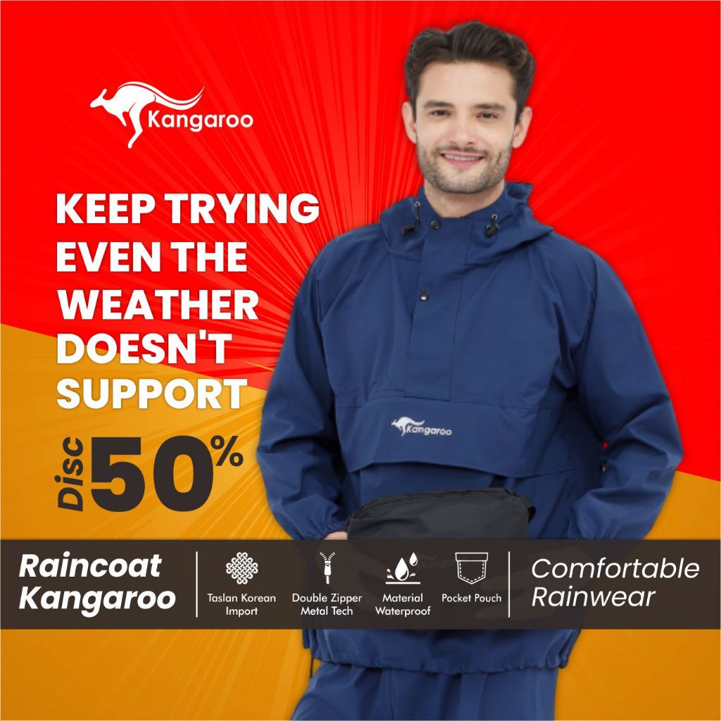 KANGAROO RAINCOAT Jas Hujan Kangguru Anti Tembus Premium Original Mantel Pria Dewasa Kanguru Jas Huj