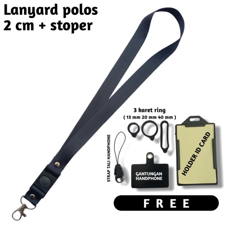 

Lanyard Hitam Polos 2Cm Free karet O Ring Dan Gantungan HP