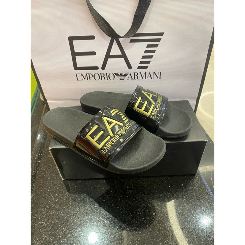 SANDAL SLIDES ARMANI EMPORIO EA7 BLACK ORIGINAL AUTHENTIC