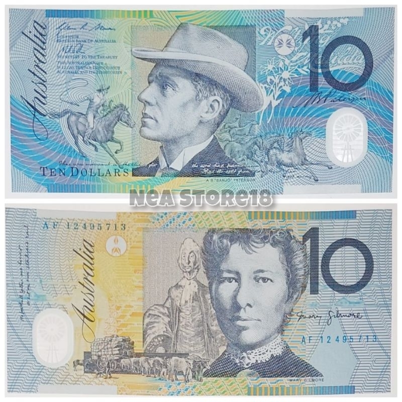 Souvenir Hadiah Uang Kuno Australia 10 Dolar Old Series Polymer