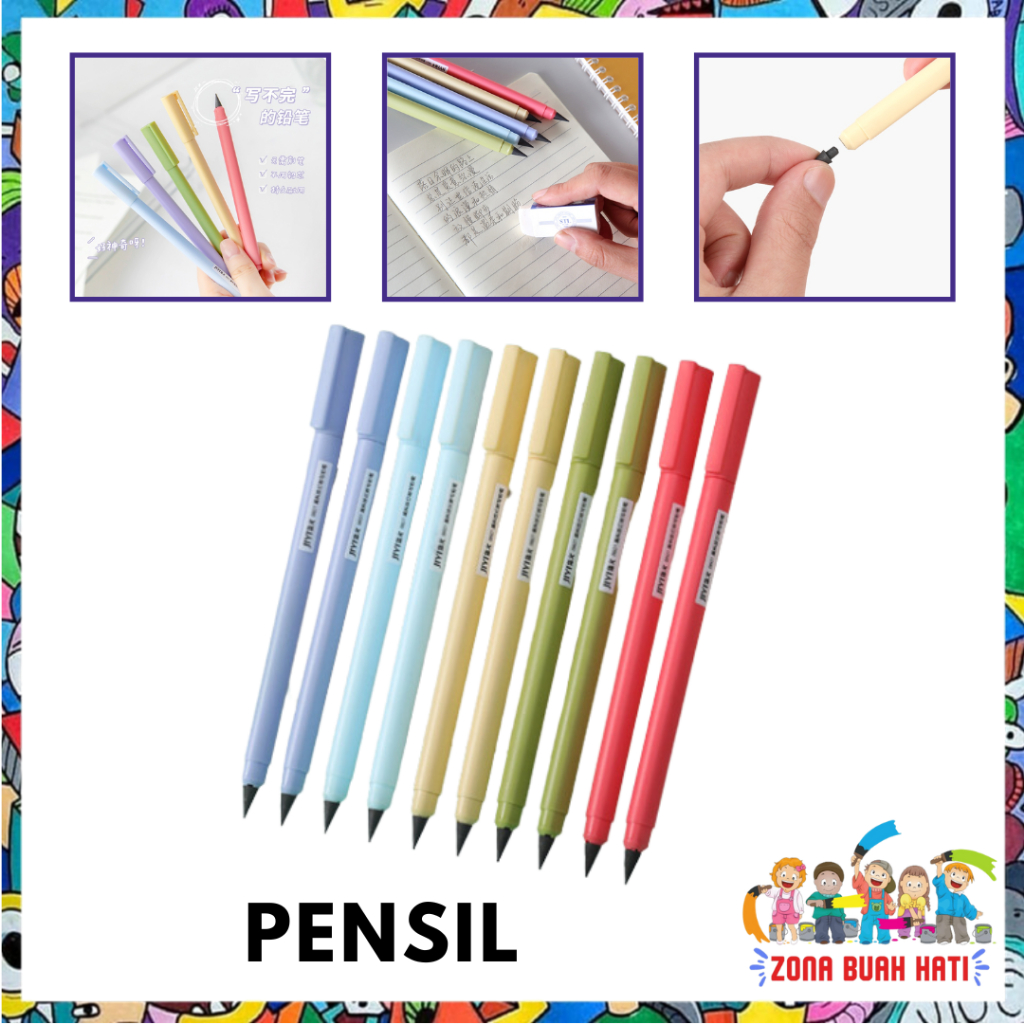 

ZBH Pensil Eternal Tanpa Isi Warna Macaroon Pensil Abadi Tak Bisa Habis Graphite Pencil Like Pen Untuk Sketsa Lukis Art Tidak Perlu Diasah Warna-Warni Lucu Murah