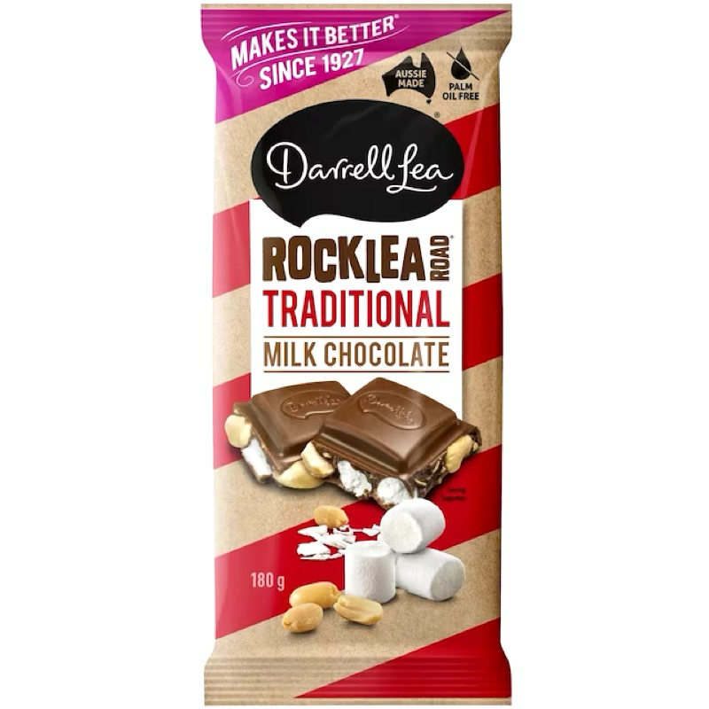 

Darrell Lea Rocklea Road Traditional Milk Chocolate Block 180g - Australia