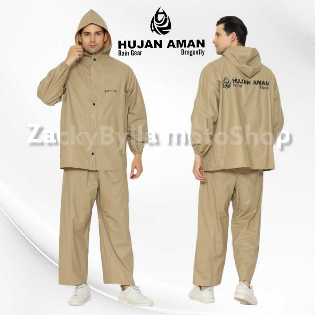 Jas Hujan Aman Dragonfly Bahan PVC Tebal Setelan Jaket dan Celana