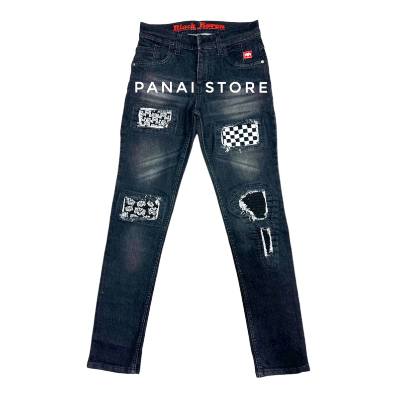 Celana Jeans Panjang Cowok Ripped Rucas Black Baron Original 28-33/Celana Pria Panjang Sobek Model T