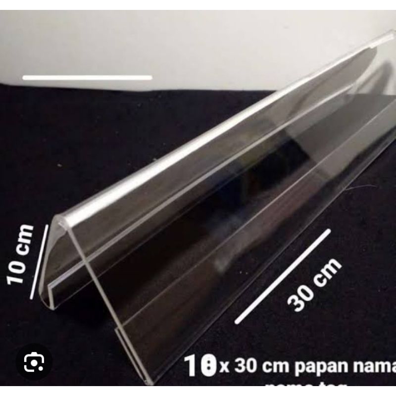 

akrilik bening papan nama segitiga 2sisi uk 10x30cm tebal 2mm