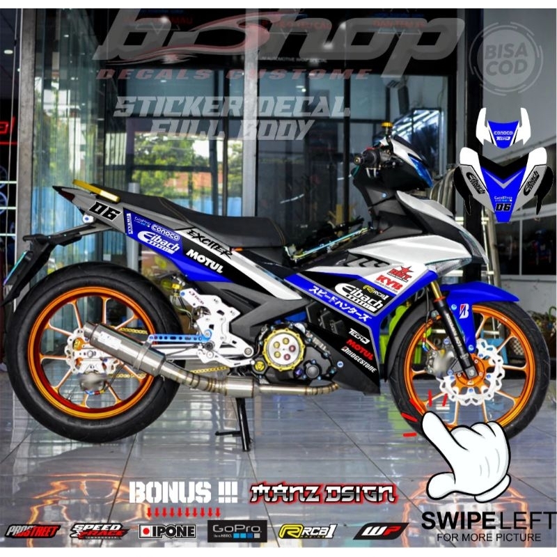 decal MX king full body putih biru variasi warna