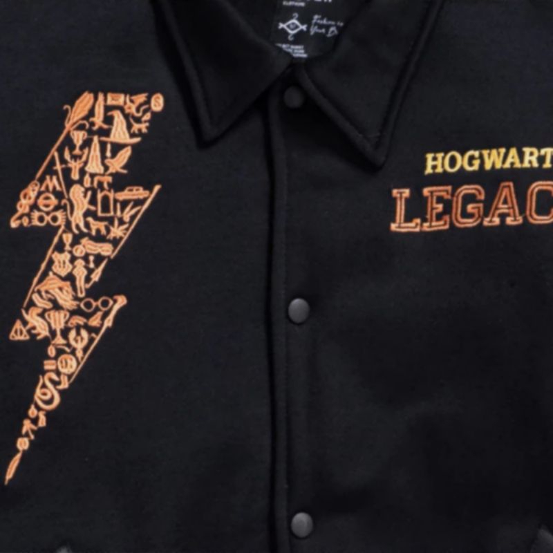 DISKON VARSITY JACKET HOGWARTS LEGACY V2 BLACK GOLD JAKET BASEBALL HARRY POTTER BORDIR ORI