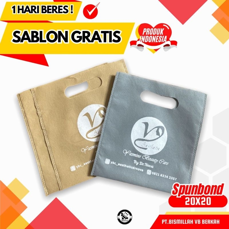 

GOODIEBAG SPUNDBOND TAS SOUVENIR PERNIKAHAN GRATIS SABLON SIMPLE ELEGAN FOP 20.20