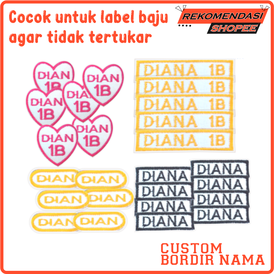 Label Nama Bordir satuan Label bordir baju Bordir nama Label baju pondok