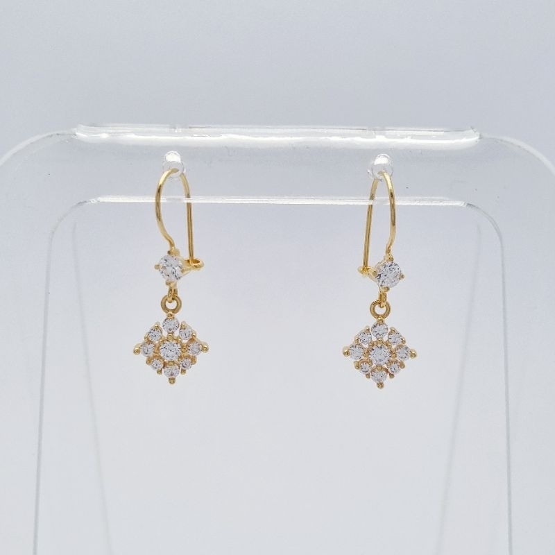 1.6 gr - Anting Emas Kawat Full Mata 2.3 cm Kadar 70% 700 16K - T3