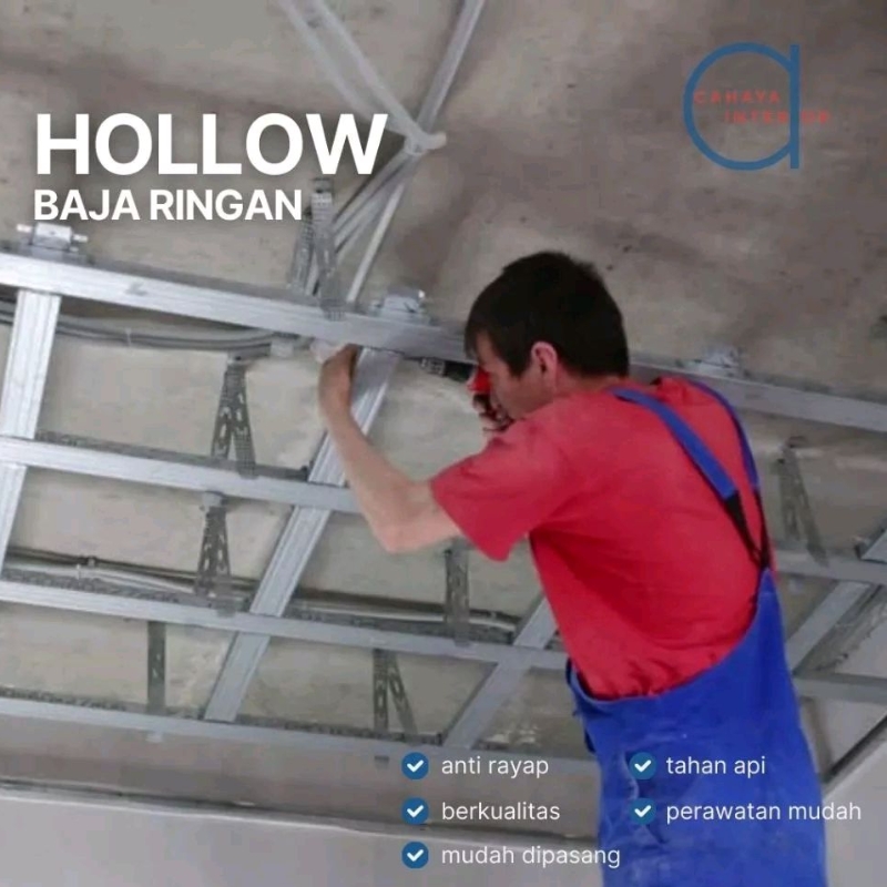 Hollow Baja Ringan 2x4 & 4x4 cm – Panjang 4 Meter | Rangka Plafon PVC / Gypsum