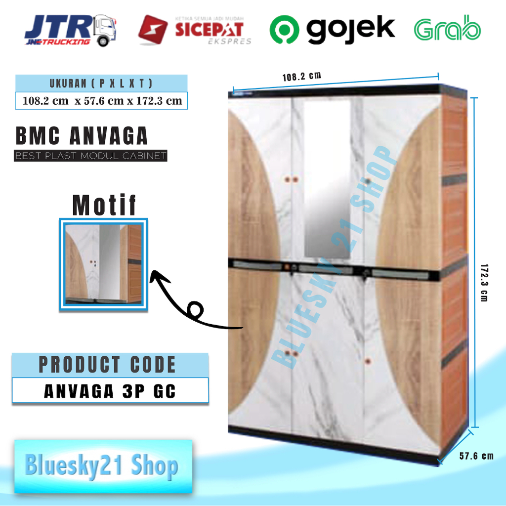 Best Plast by Olymplast Lemari Pakaian Plastik Rak 3 Pintu / Lemari Baju Plastik Gantung 3 Pintu Den