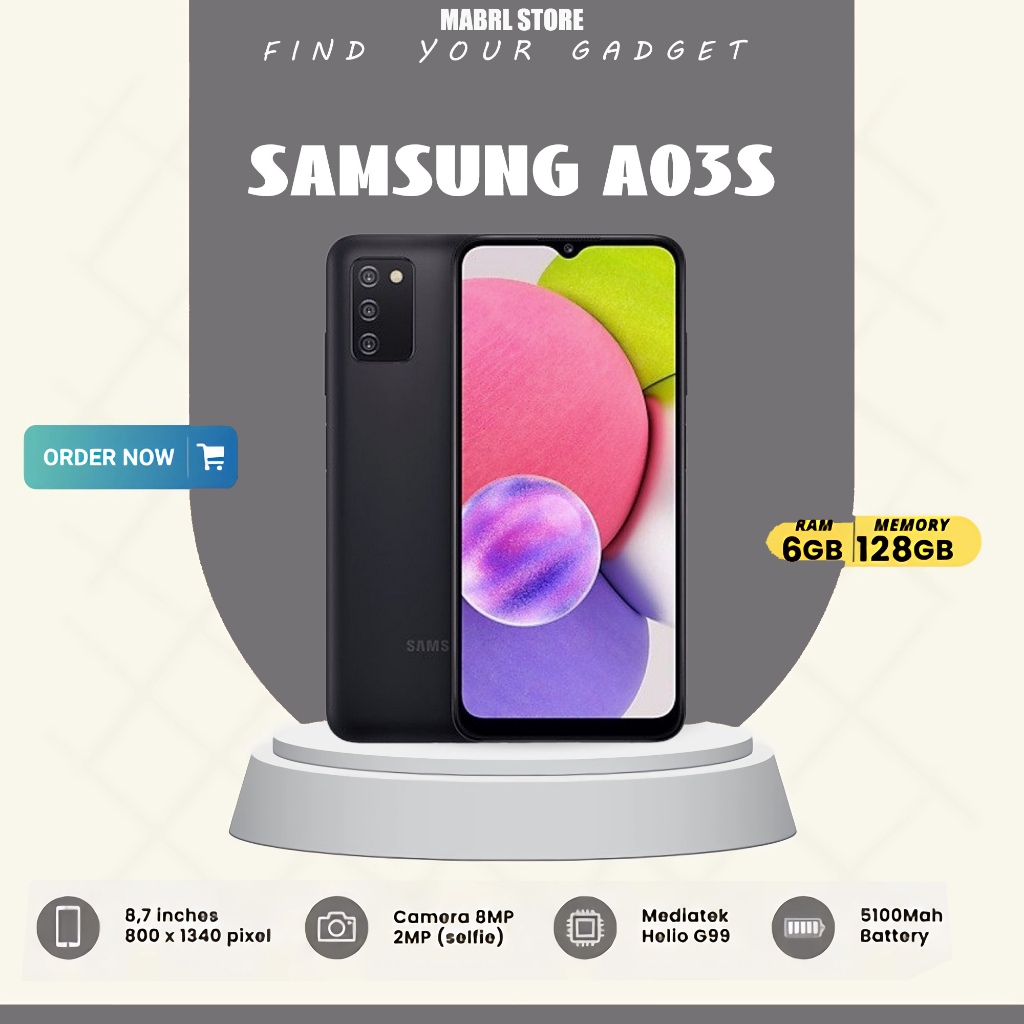 Samsung Galaxy A03S Ram 6/128gb 4 64 hp murah terbaru 2023 Handphone asli