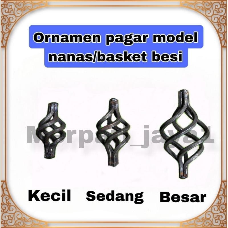 ornamen pagar pintu model basket/nanas besi