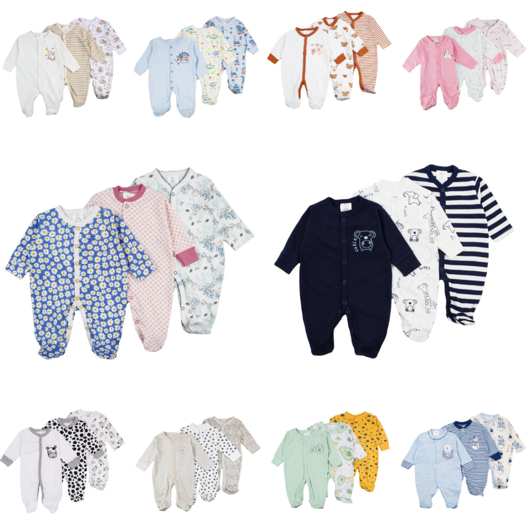 MMS - 3pcs Sleepsuit Jumper Panjang Baju Tidur Bayi 0-9 bulan Piyama Bayi Baju Anak