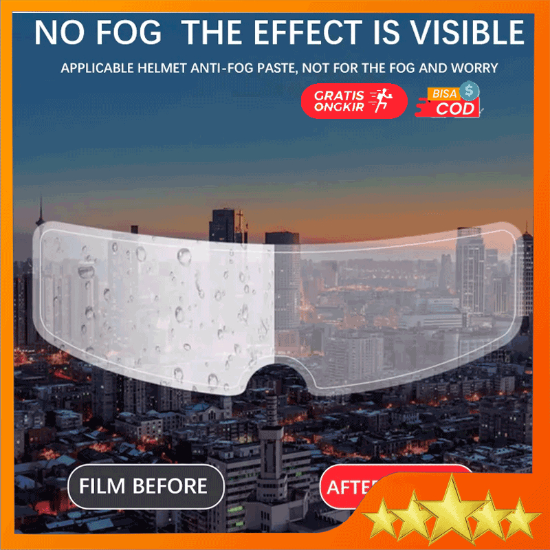 Stiker Anti Fog Kaca helm Kabut Motor | Stiker Kaca Film Motor Anti-Fog & Rainproof Khusus Helm PREM