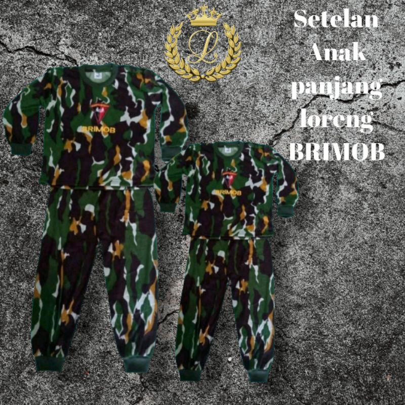 setelan anak loreng panjang brimob/kaos anak loreng army