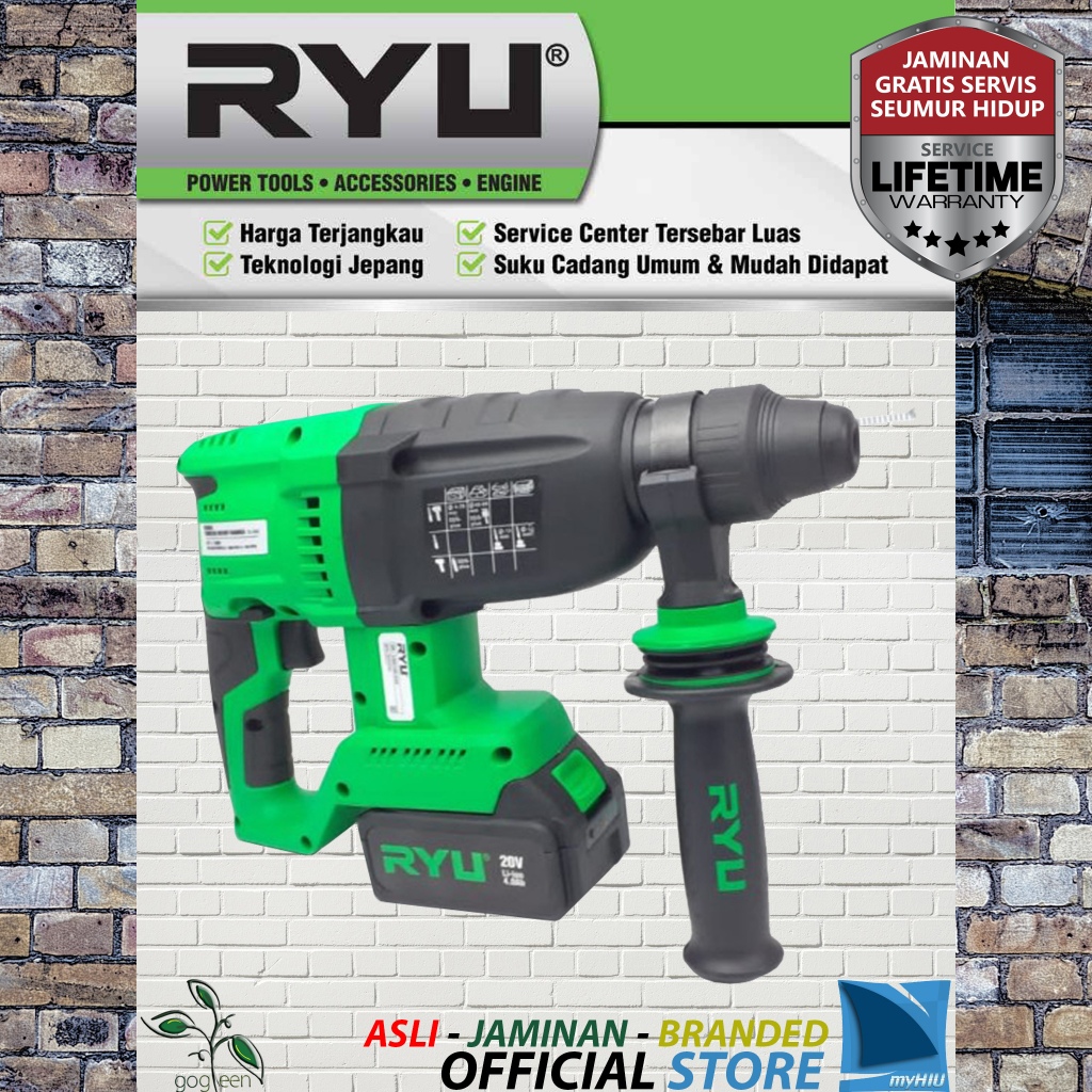 Mesin Bor Bobok Baterai 20 Volt - Cordless Rotary Hammer RCRH26 RYU