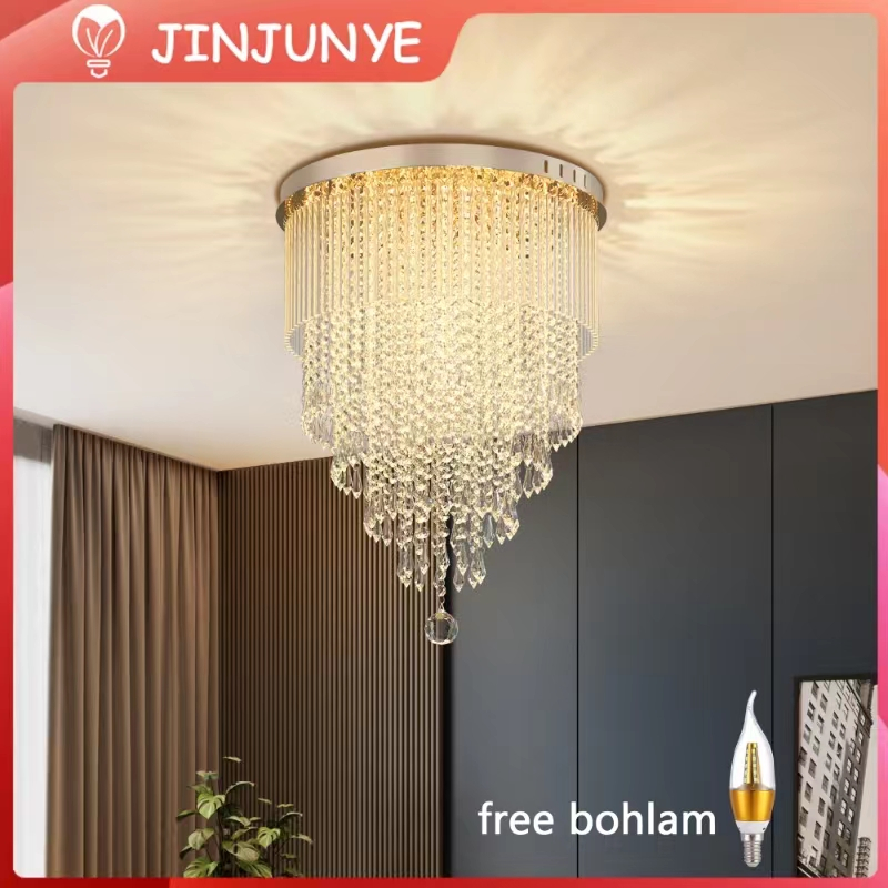 Lampu Plafon Kristal Modern LED Lampu Hias Ruang Tamu Mewah Elegan 6-layer Crystal Untuk Ruang Tamu/Kamar Tidur/Cafe/Hotel Lampu Plafon Minimalis termasuk E14 bohlam K9 Crystal Ceiling Lamp JINY