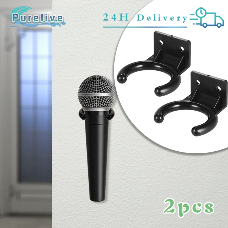 2Pcs Hanger Microphone Wall Mount Holder Hook Clamp Wall mount Mic Holder