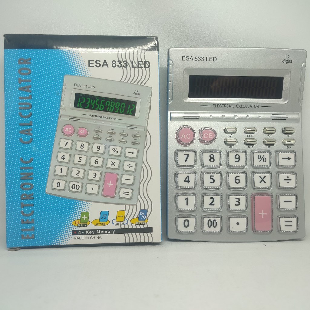 

Kalkulator, Calculator Esa 833 LED Original/Kalkulator Besar 12 Digit/Kalkulator Dagang, Kasir