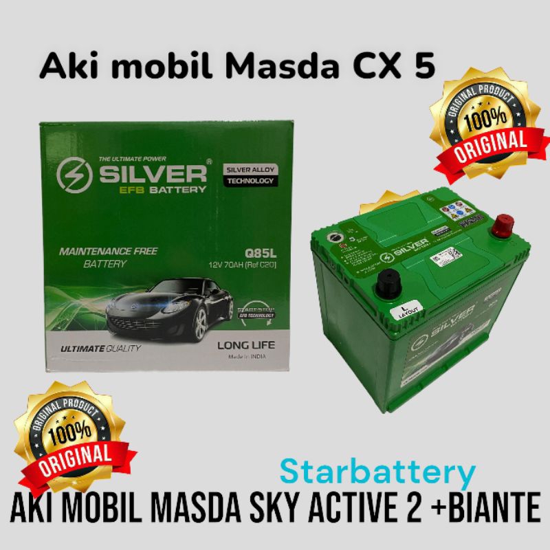 Aki Mobil Masda CX 5 + Masda Skyactiv 2 + Biante Silver Q85+ XPANDER I-STOP  Aki Kering MOBIL Q85