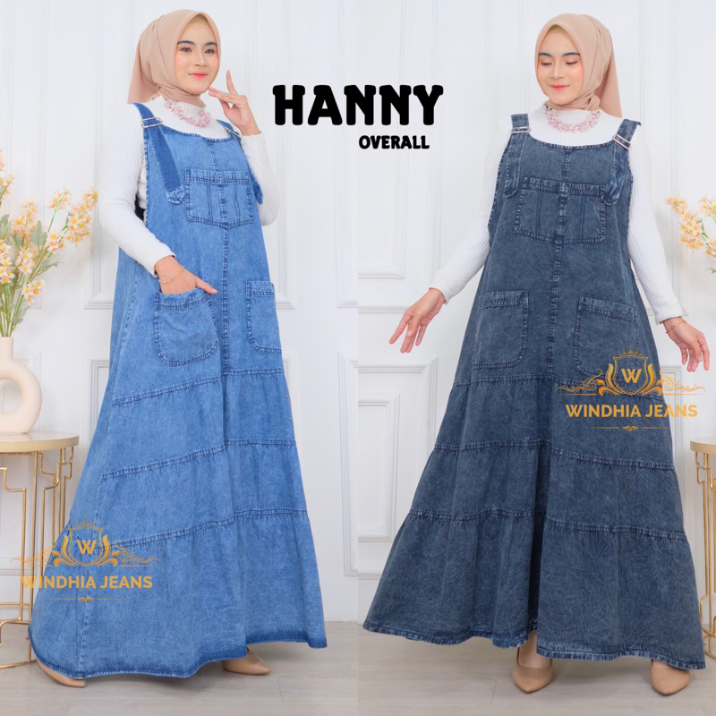 Hanny Overall Overal Rok Kodok Jeans Jins Denim Wanita Jumbo