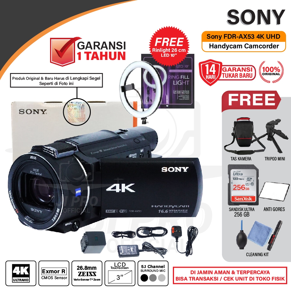 Sony FDR-AX53 4K Ultra HD Handycam Camcorder AX 53 Original