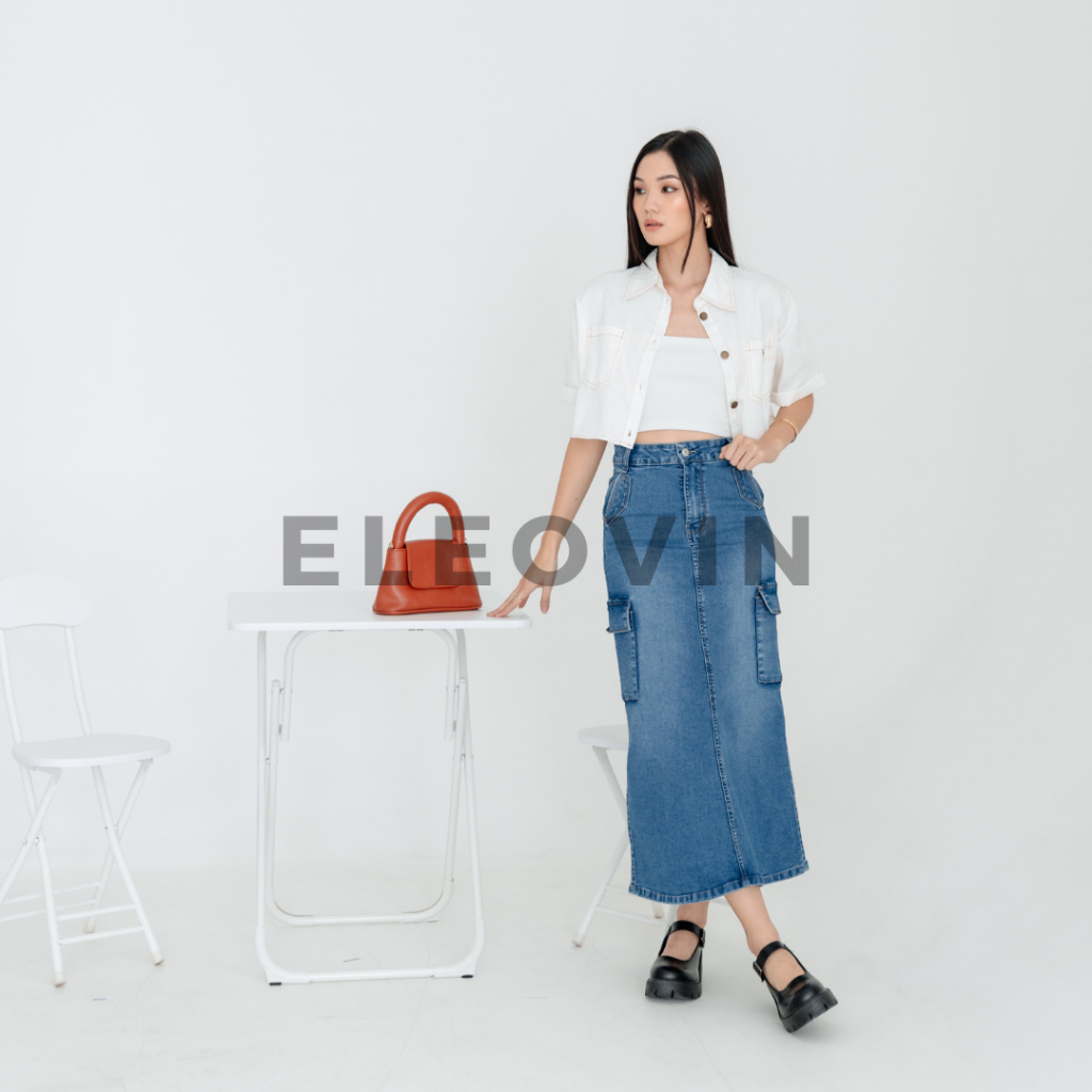 Eleovin Fashion - Rok Cargo in Medium Jeans - Rok Jeans Premium Bangkok Korean Style