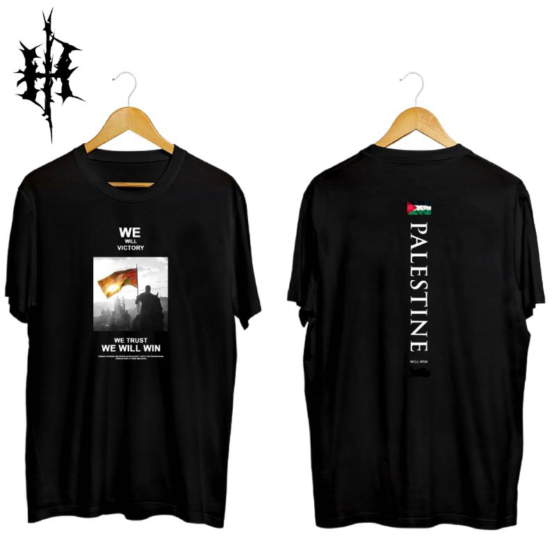 Kaos Hitam | Black T-shirt | Kaos Dakwah - Islam | Distro - PALESTINE Will Win