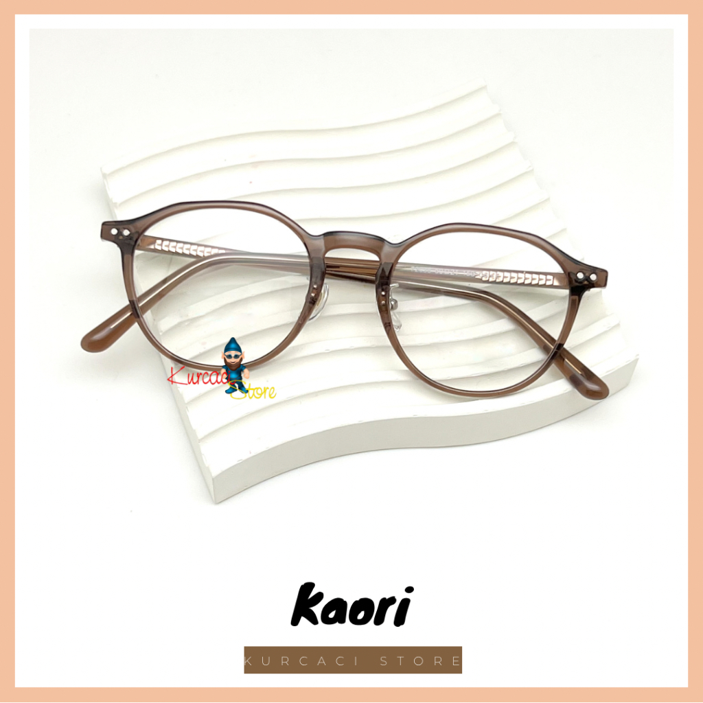 Frame Kacamata Bulat Kaori Ada Nosepad Gantung Pria Wanita Unisex Retro Round Korea Antiradiasi
