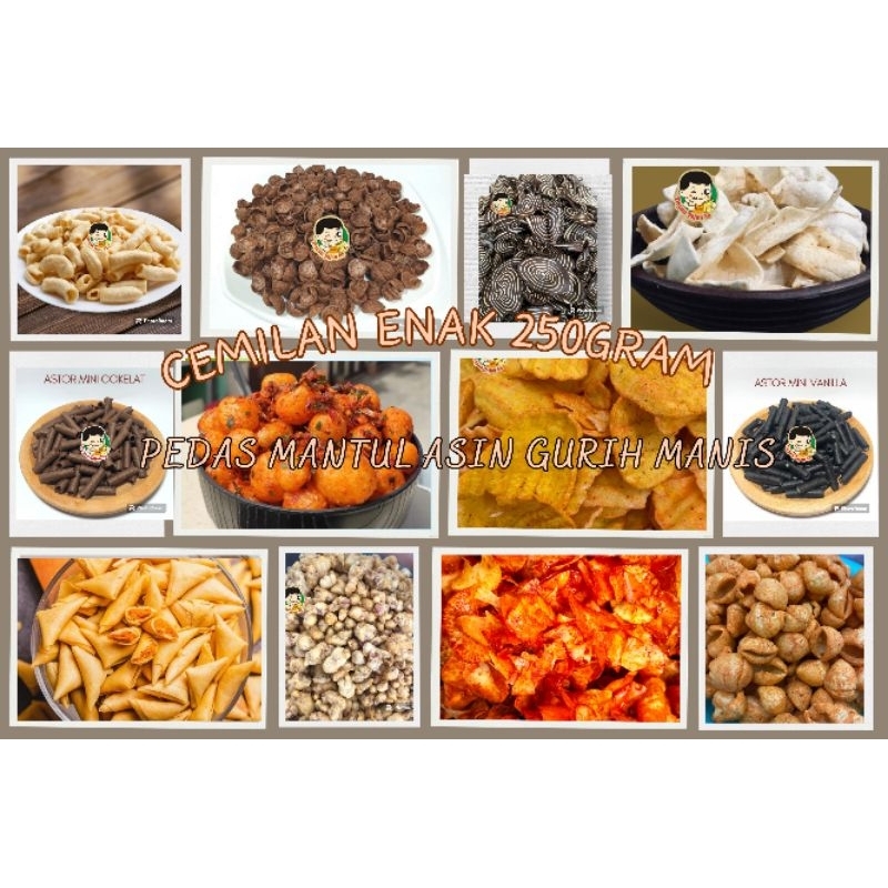 

SNACK CEMILAN ENAK 250gram PEDAS GURIH ASIN MANIS MANTUL
