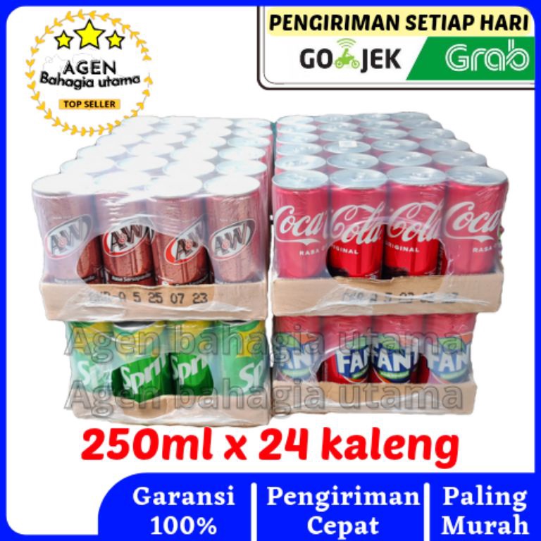 

[0NJ44] AW / COCA COLA / COLA ZERO / FANTA / SPRITE / TONIC WATER KALENG 250ml ( 1 KARTON ) 3434