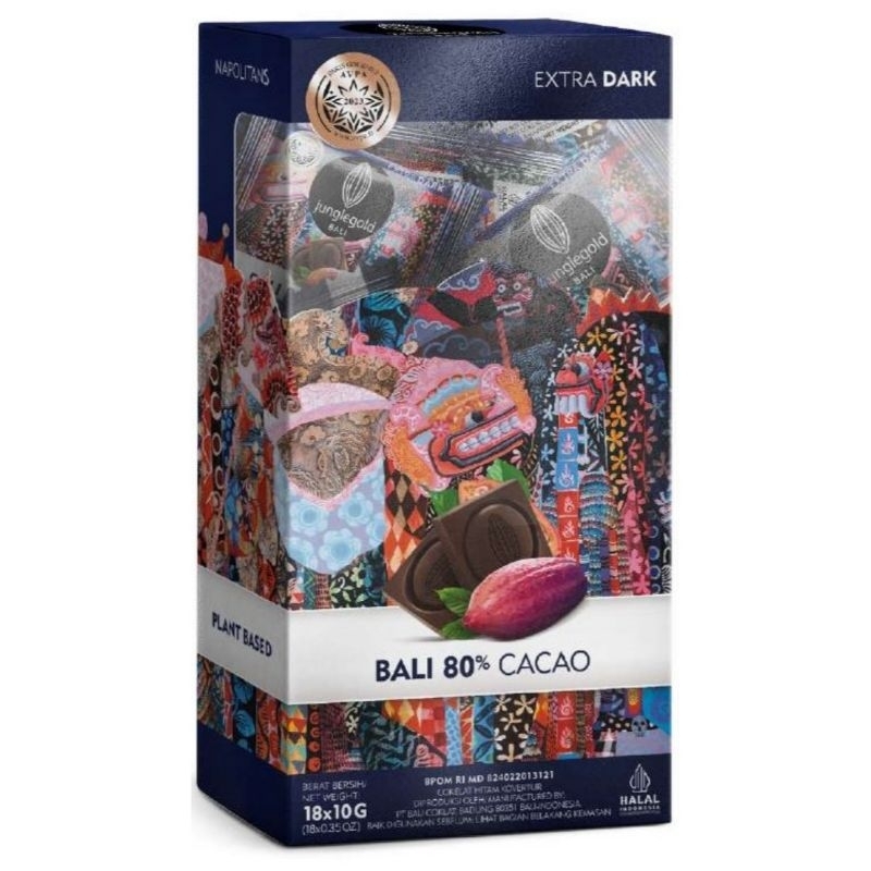 Hampers JUNGLEGOLD Napolitans Bali 80% Cacao Dark Chocolate 18x10g