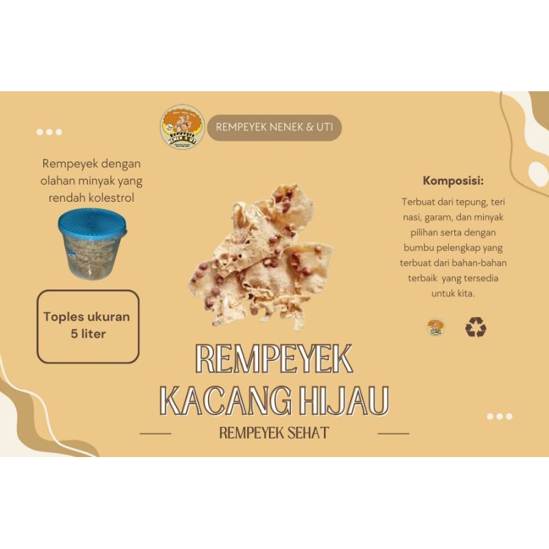 

Rempeyek sehat Kacang Hijau Rendah Kolestrol dan Non MSG