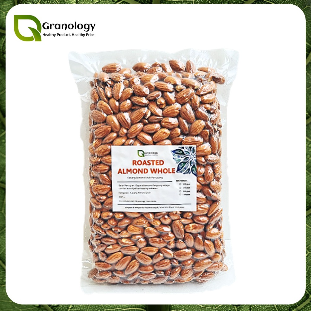 

TQL Roasted Almond Whole / Almond Utuh Panggang / Almond Panggang (1 Kilogram) by Granology ←Kirim Langsung