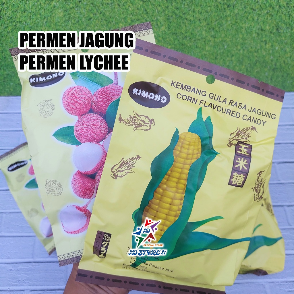 

Permen Jagung Leci Kimono 150gr Corn Lychee Candy Rasa Buah