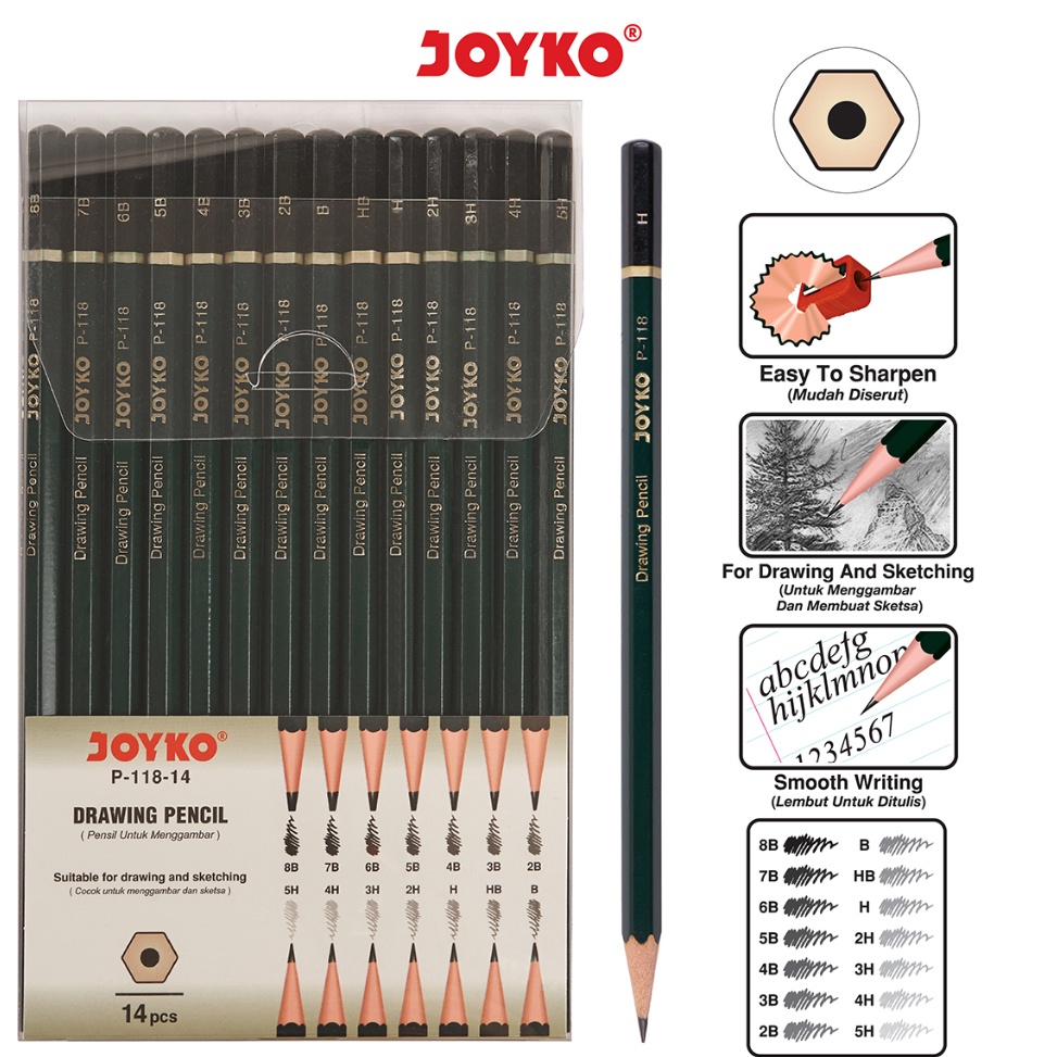 

PNL Drawing Pencil Pensil Menggambar Joyko P-118-14 1 Set 14 Pcs 9975