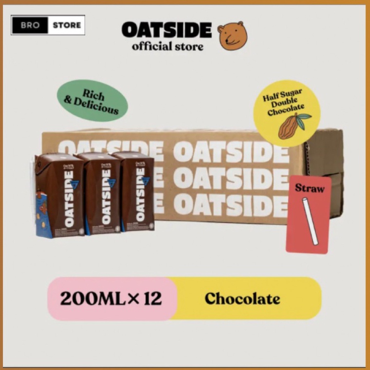 

[0M975] OATSIDE MINI STRAW 1 Karton (Isi 12) - Oat Milk Chocolate 200 ML ➥COD