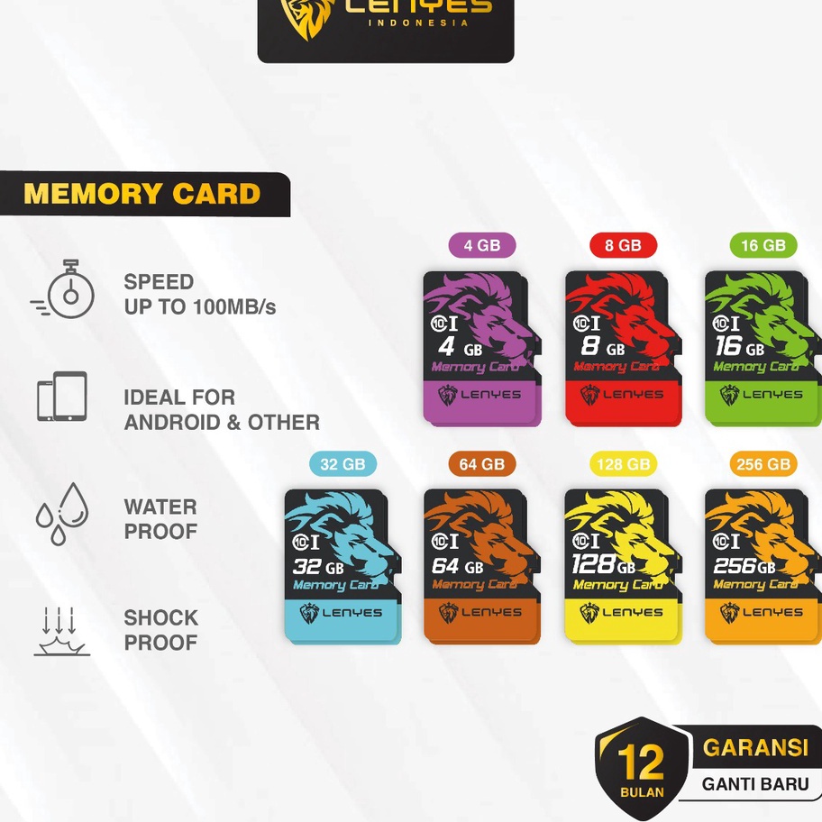 Kode LEV323 LENYES Micro SD Card 4GB/8GB/16GB/32GB/64GB/128GB High Speed Up To 90 MB/S Class 10 Memo