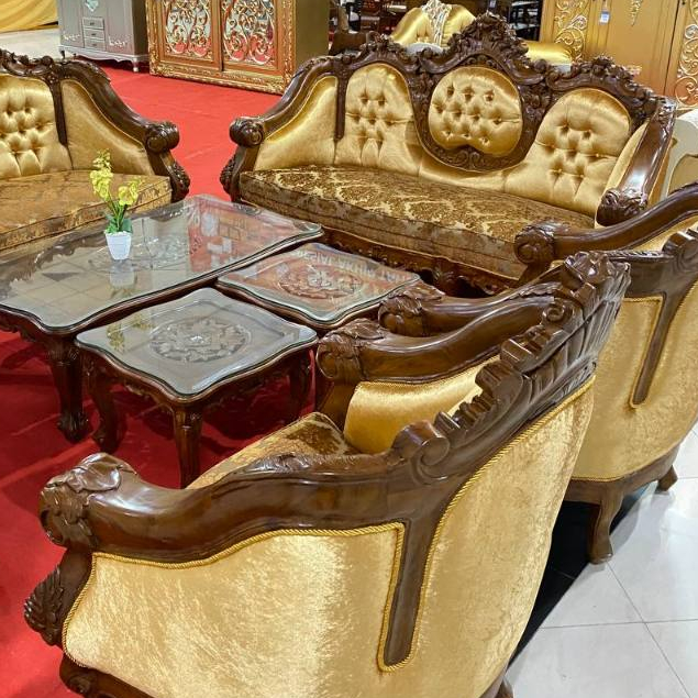 TRIPLEKA KURSI TAMU KAYU JATI - SOFA TAMU GANESHA